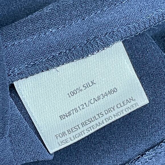 Eileen Fisher Navy Blue Silk Straight Leg Side Zip Trouser Pants Women's Large - Picture 8 of 10